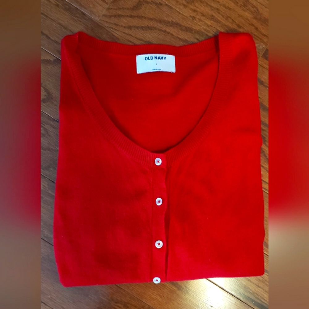 Old Navy red cardigan size L